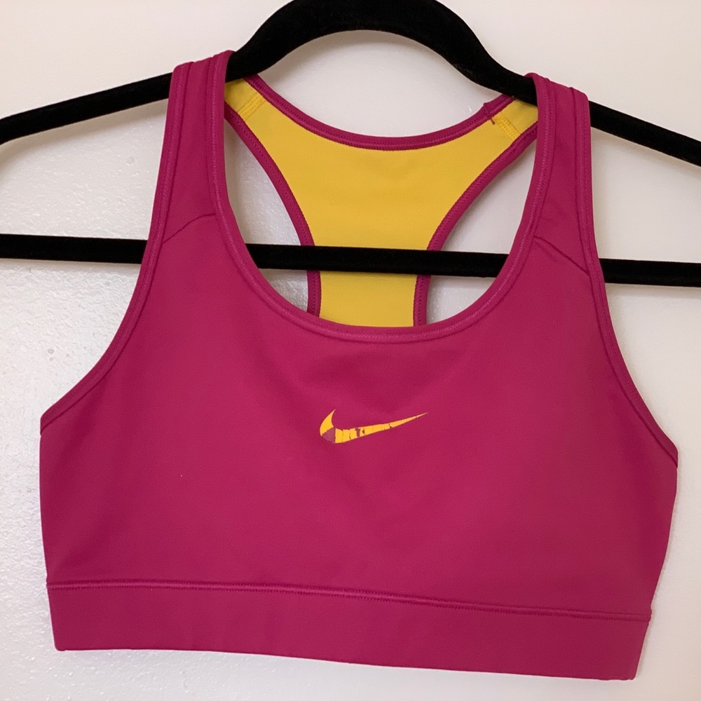 Reversible Nike sports bra, pink/yellow - medium